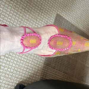 Manolo Blahnik Pink and Gold Heels